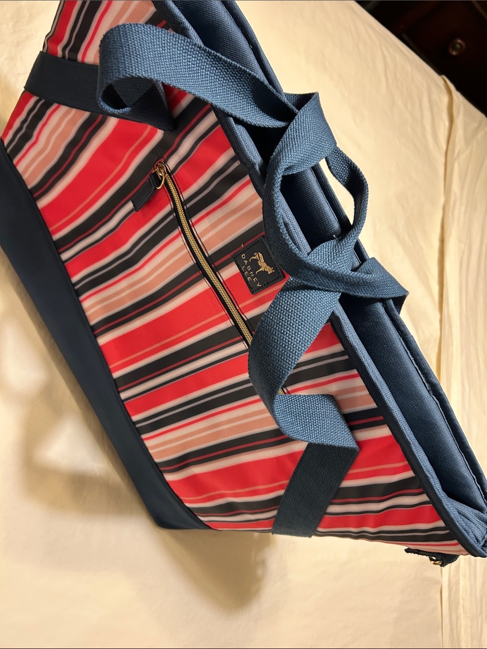 Dabney Lee Navy and Red Striped Travel Tote
